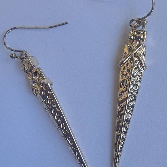 Gold Plated Dangle Trendy Spike Earrings - Picture 5 of 6